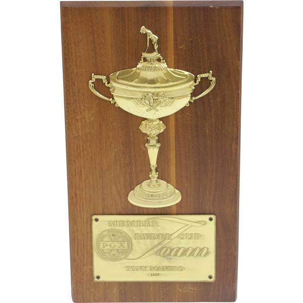 Tony Maneros 1937 Ryder Cup Team Member Hand Worked Copper Hand Cast Aluminum Plaque