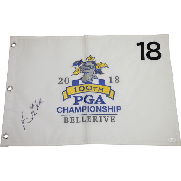 Brooks Koepka Signed 2018 PGA Championship at Bellerive Embroidered Flag JSA FULL #BB22133 