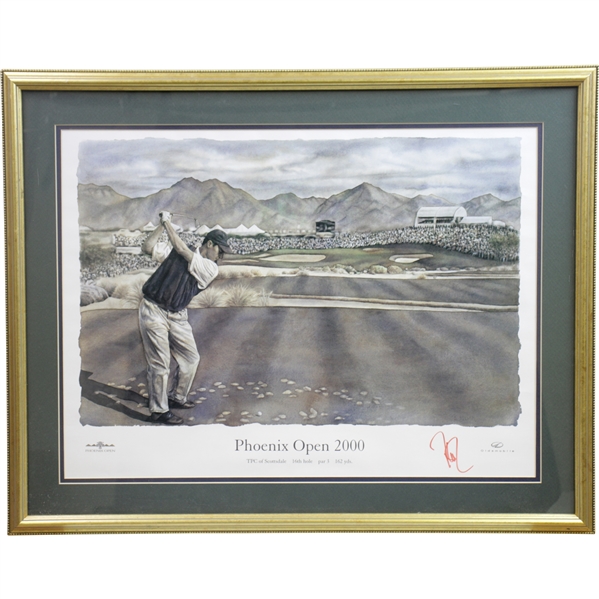 Davis Love III Signed 2000 Phoenix Open 16th Hole Artist Silver Print - Framed JSA ALOA