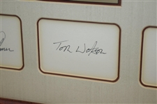 'Legends on the Swilken Bridge' with Signed Cuts Arnie, Jack, Tom, & Ray - Framed JSA ALOA