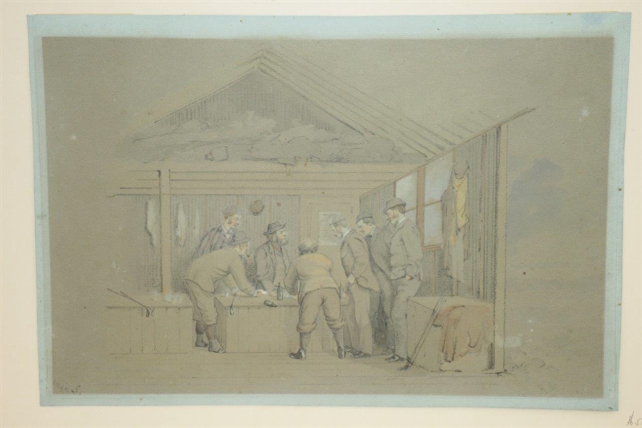 Original 'Andrews In A Fix' Interior of The Iron Hut at Westward Ho Watercolor by Artist Major F.P. Hopkins Shortspoon Signed LL