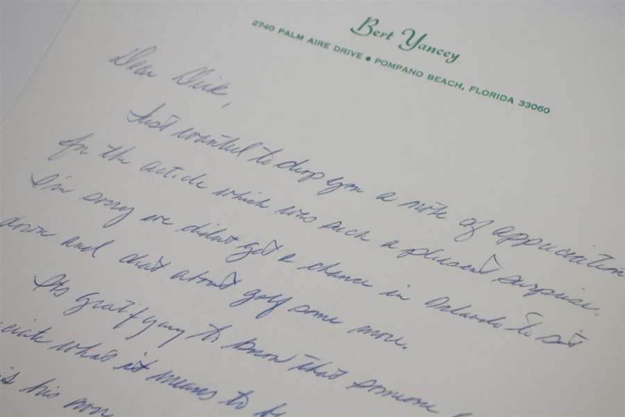 Bert Yancey Signed & Hand-Written Letter to Golf World - Swing Evolution Content JSA ALOA