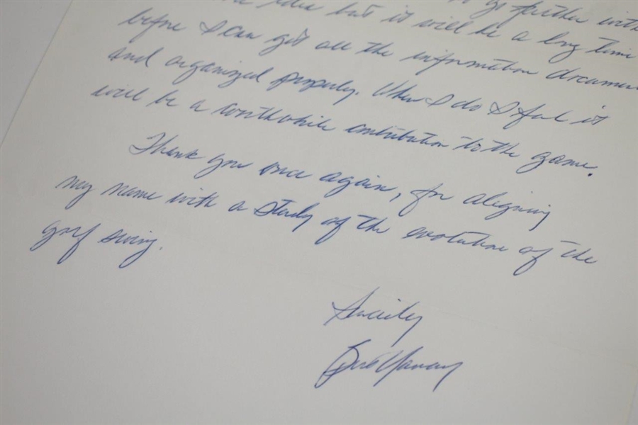Bert Yancey Signed & Hand-Written Letter to Golf World - Swing Evolution Content JSA ALOA