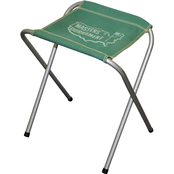 Vintage Masters Tournament Aluminum No Back Green Fold Up/Out Chair