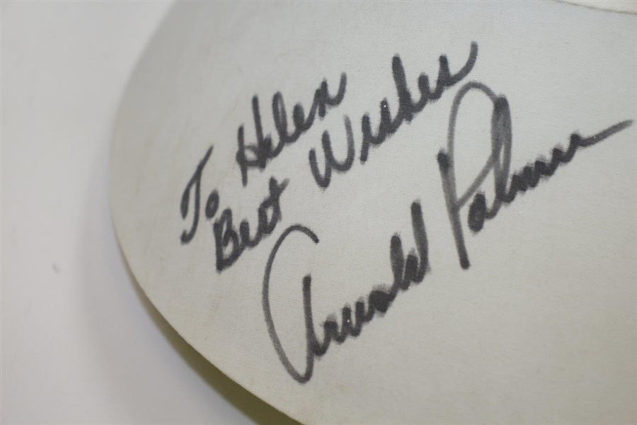Arnold Palmer Signed 'Bay Hill Golf Club' White Visor Personalized JSA ALOA