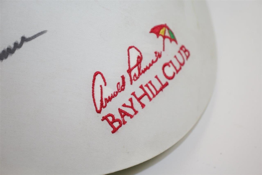Arnold Palmer Signed 'Bay Hill Golf Club' White Visor Personalized JSA ALOA