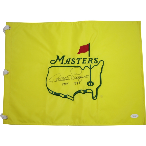 Bernhard Langer Signed Undated Masters Flag with Years Won Notation JSA #AA51930