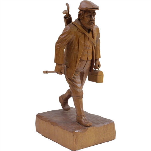 Classic Old Tom Morris Wood Carved Golfer Statue by Elmar Schultes - 14" Tall