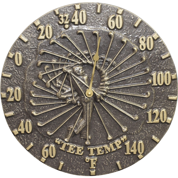 Golfer Tee Time Stop-Action Swing Sequence Outdoor Wall Thermometer