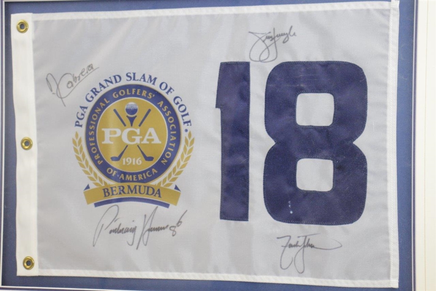 Furyk, Cabrera, Johnson, & Harrington Signed PGA Grand Slam of Golf Flag - Framed JSA ALOA