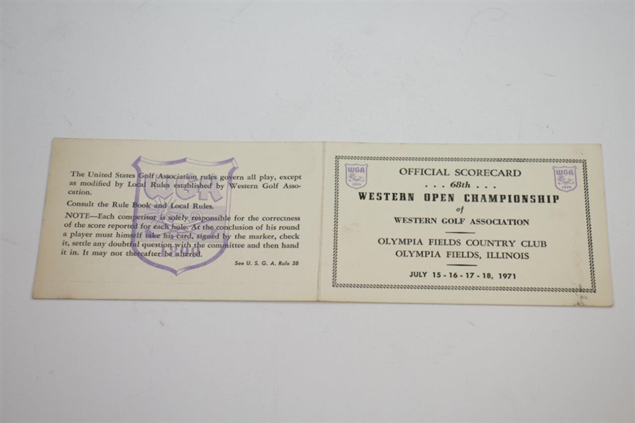 Jack Fleck & Lee Trevino Signed 1971 Western Open Championship Scorecard JSA ALOA