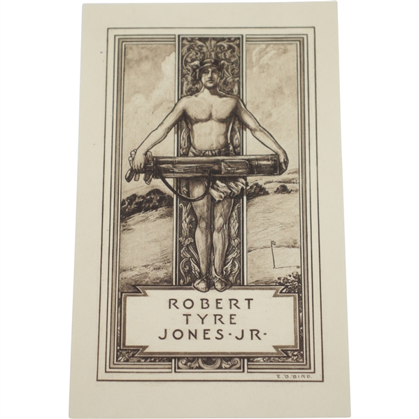 Vintage Robert Tyre Jones, Jr. Pictorial Bookplate w/  Artwork by E.B. Bird