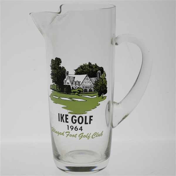 1964 Ike Golf Winged Foot Golf Club Clubhouse Glass Pitcher