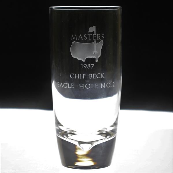 Chip Becks 1987 Masters Tournament Hole No. 2 Crystal Eagle Glass