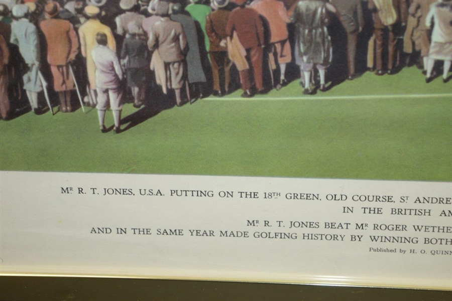 1930 Bobby Jones Putting on 18th Green All Square Against Tolley at St. Andrews - Framed
