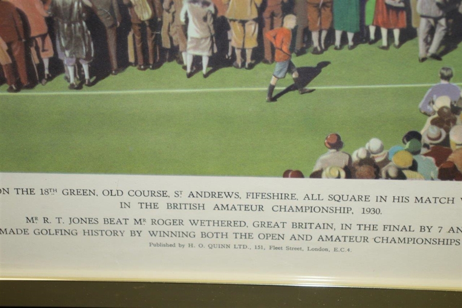 1930 Bobby Jones Putting on 18th Green All Square Against Tolley at St. Andrews - Framed
