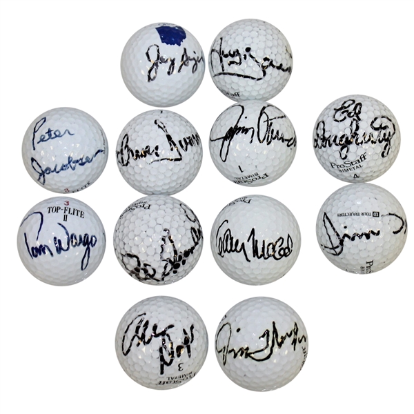 Twelve Signed Golf Balls - Dent, Jacobsen, Dougherty, and others JSA ALOA