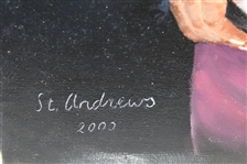 Tiger Woods Signed Original Bill Waugh Oil on Canvas 2000 St. Andrews Claret Jug Painting JSA ALOA