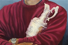 Tiger Woods Signed Original Bill Waugh Oil on Canvas 2000 St. Andrews Claret Jug Painting JSA ALOA