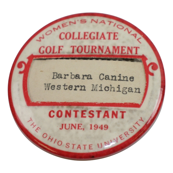 1949 Womens Collegiate Golf Tournament at The Ohio State University Contestant Badge - Barbara Canine