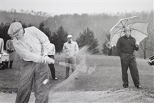 President Eisenhower Hits Out of Bunker with Sam Snead Watching 9 1/8x7 Wire Photo 3/27/56