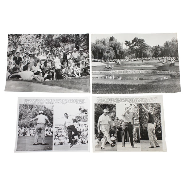 Four (4) Arnold Palmer at 1963 Western Open 10 3/4x8 1/4 Wire Photos of Palmer, Nicklaus, & Boros Playoff
