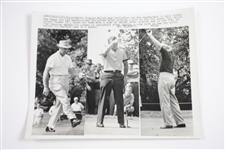 Four (4) Arnold Palmer at 1963 Western Open 10 3/4x8 1/4 Wire Photos of Palmer, Nicklaus, & Boros Playoff