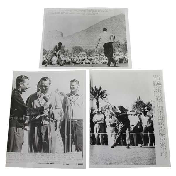 Three (3) Arnold Palmer 1961 Phoenix Open Championship Winner 7x9 Wire Photos