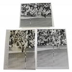 Three (3) Jack Burke Hitting Out of Hole No. 18 Bunker En Route to 1956 Masters Win 7x9 1/8 Wire Photos