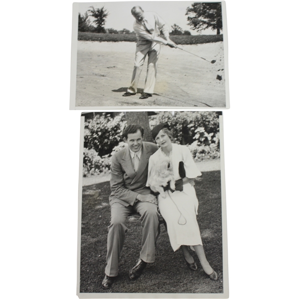 1933 US Open at North Shore GC Wire Photos - Phil Perkins & Guldahl with Wife