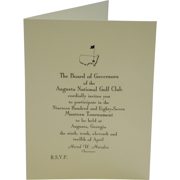 Bobby Wadkins 1987 Masters Tournament Invitation from Augusta National Golf Club