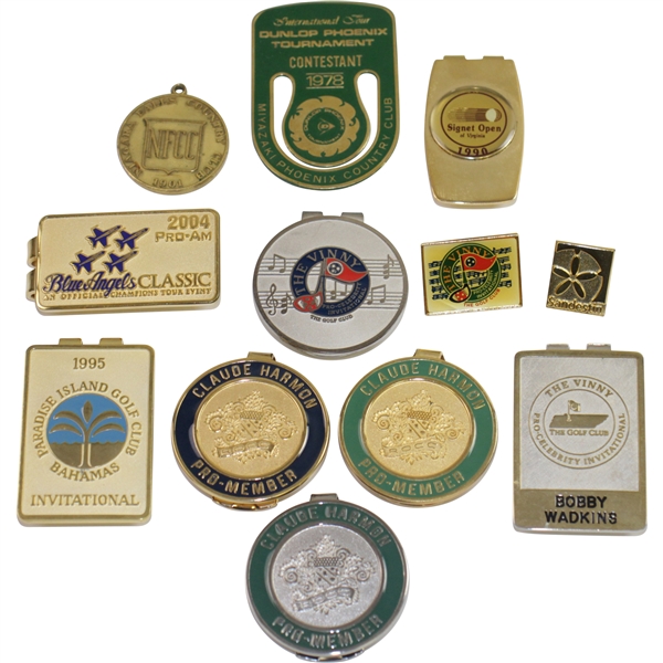 Bobby Wadkins Assorted Event Player Money Clips, Pins & Badges - Twelve