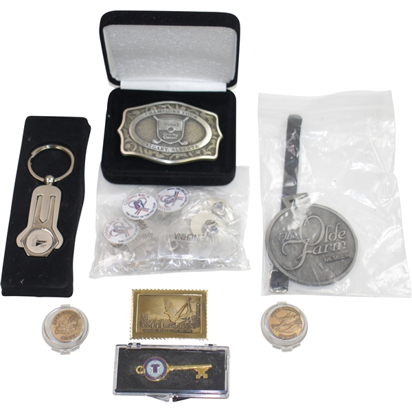 Misc. Bobby Wadkins Assorted Keychains, Belt Buckle, Bag Tags, etc.