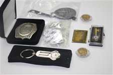 Misc. Bobby Wadkins' Assorted Keychains, Belt Buckle, Bag Tags, etc.