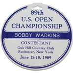 1989 US Open at Oak Hill CC Contestant Bag Tag Issued to Bobby Wadkins