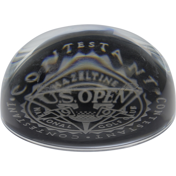 1991 US Open at Hazeltine Contestant Glass Paper Weight - Bobby Wadkins Collection