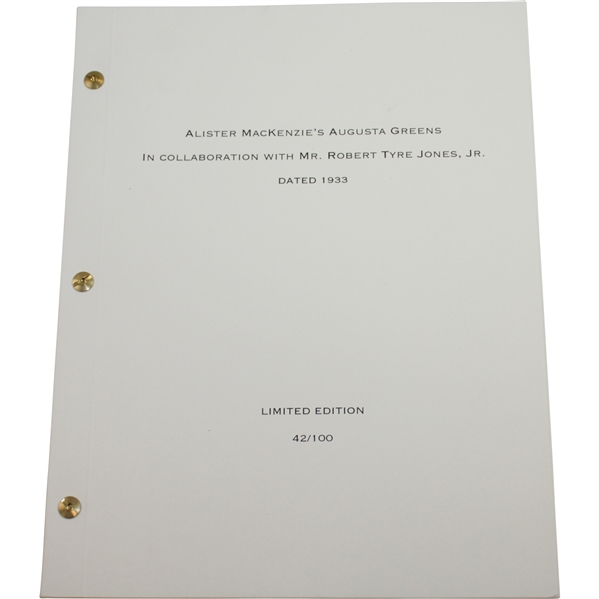Alister Mackenzie’s Augusta 1933 Greens Plans 2013 Ltd Ed. 42/100 Facsimile Booklet