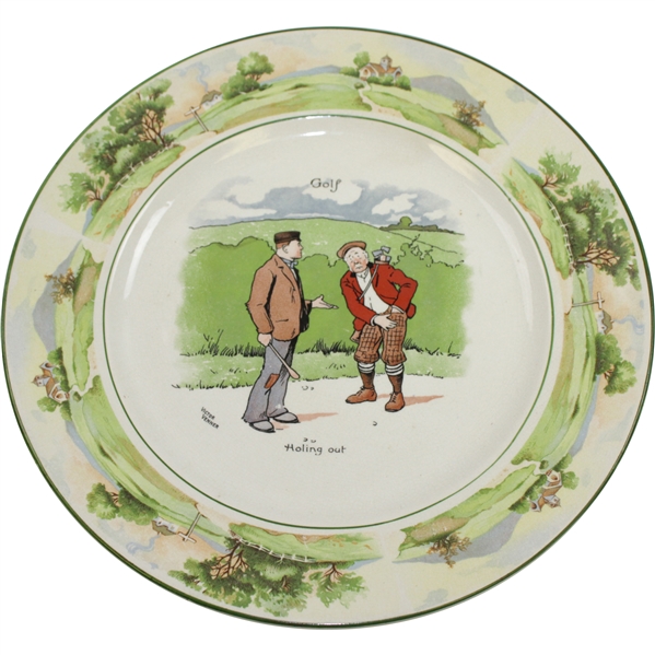 Circa 1930 Warwick Ware "Holing Out" Golf Plate by Artist Victor Vemmer