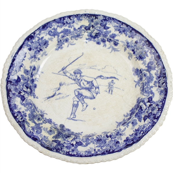 Vintage Blue & White Minton Golf Plate - Seldom Seen
