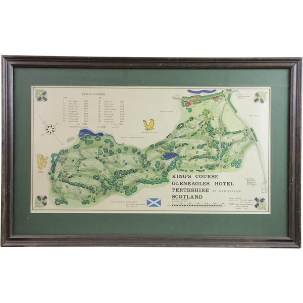 1967 Kings Course Gleneagles Visual Survey Depicted by Golf Architect James P Izatt - Framed