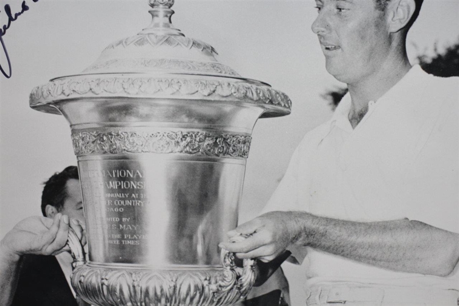 Julius Boros Signed B&W Trophy Presentation Photo with Cary Middlecoff