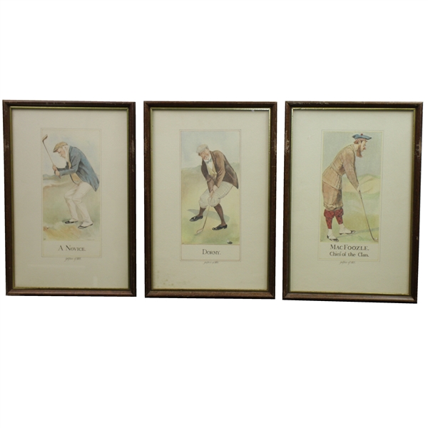 Three 'A Novice' 'Dormy' & 'MacFoozle' - Chief of the Clan' Golfers of 1905 Framed Prints