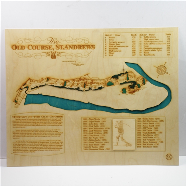 Wooden Map of The Old Course St. Andrews - 24 x 30 and Ready to Frame!