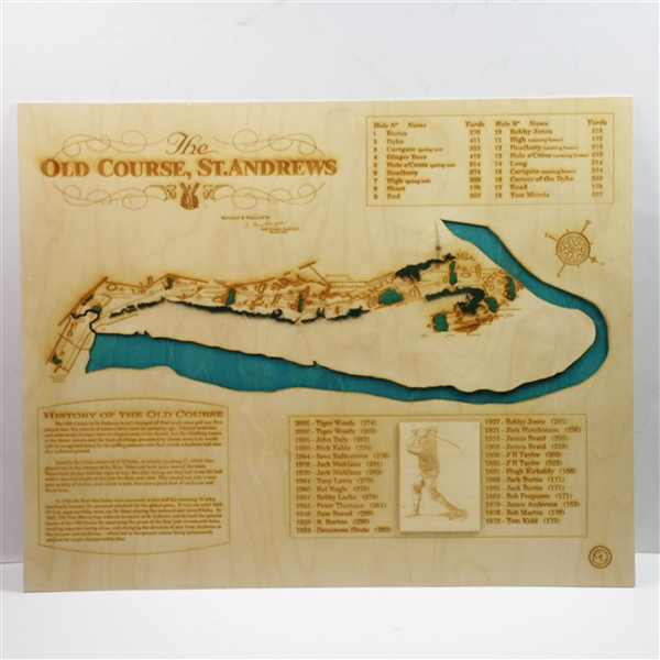 Wooden Map of The Old Course St. Andrews - 24" x 30" and Ready to Frame!