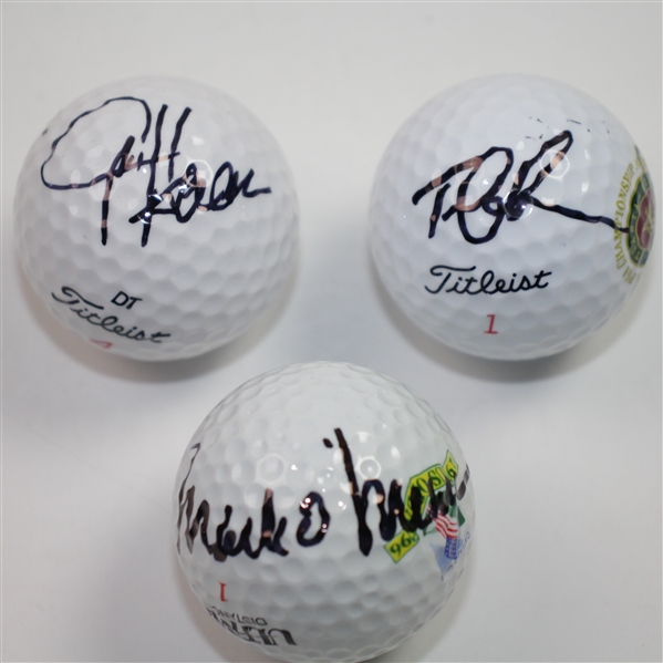 Mark O' Meara, Tom Lehman and Jay Haas Signed Golf Balls JSA ALOA