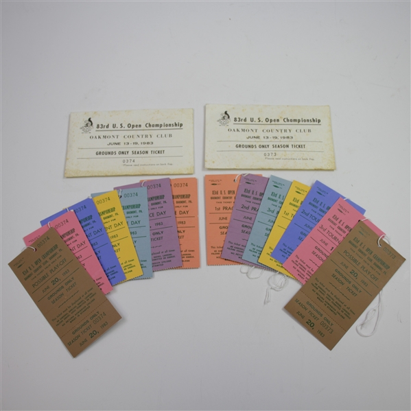Two 1983 US Open at Oakmont Ticket Sets in Original Envelopes - Missing Final Rd Tickets