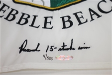 Tiger Woods Signed 2000 US Open at Pebble Beach Embroidered White Flag Ltd Ed 4/500 UDA #BAM54225