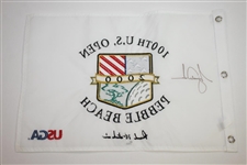 Tiger Woods Signed 2000 US Open at Pebble Beach Embroidered White Flag Ltd Ed 4/500 UDA #BAM54225