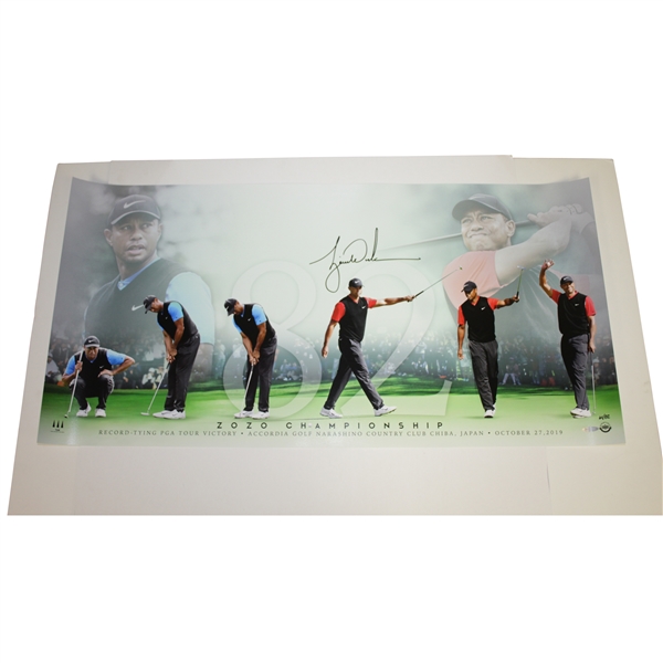 Tiger Woods Signed Ltd Ed ZOZO 82nd PGA Tour Victory Print 61/82 UDA #BAM129237