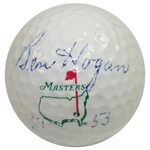 Ben Hogan Signed Vintage Masters Golf Ball with 51 & 53 Win Notation- A Treasure!- PSA/DNA AH01193 Letter